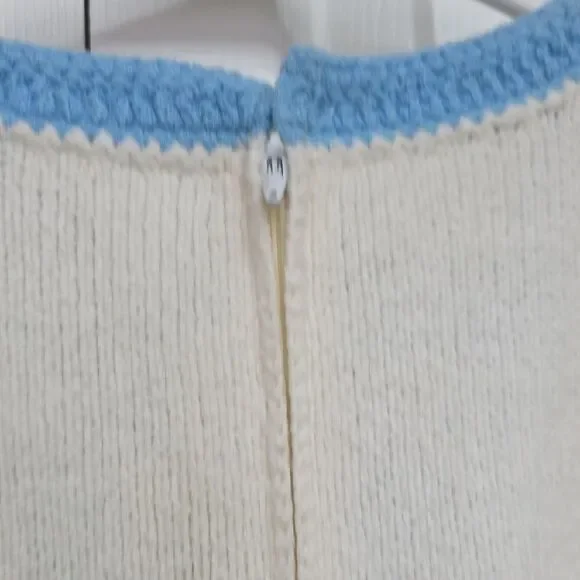 Vintage 1970s Hamton Court Tennis Skirt Cream/White And Blue Pleated Knitted NWT - Picture 9 of 10